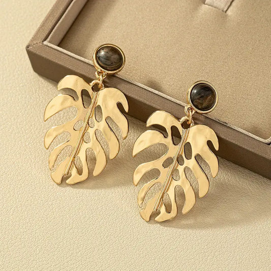 GOLDEN PALM LEAF EARRINGS