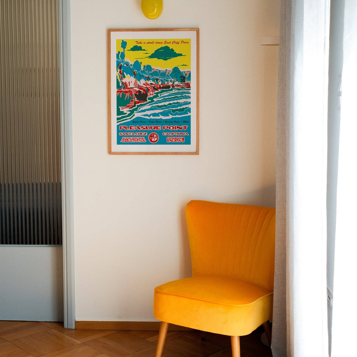 Pleasure Point (Version 2) WPA Surf Poster | Vintage Santa Cruz Travel Poster Art Print: Unframed / 16x20