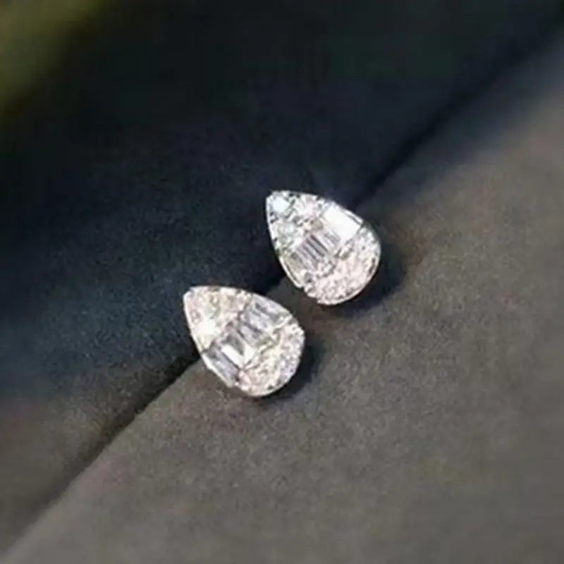Zircon And Crystal Teardrop Stud Earrings