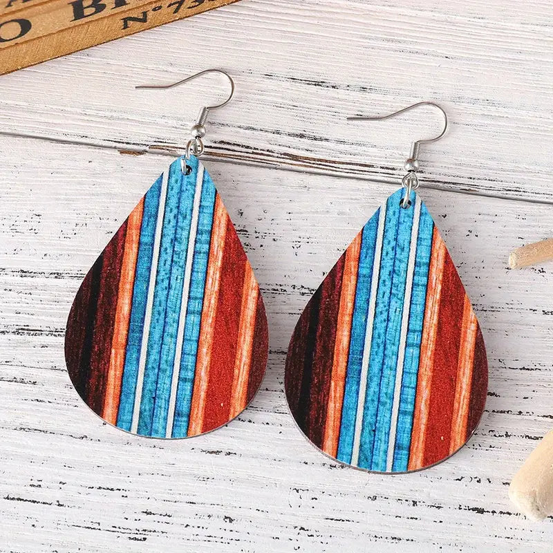 Teardrop Wooden Surfboard Earrings