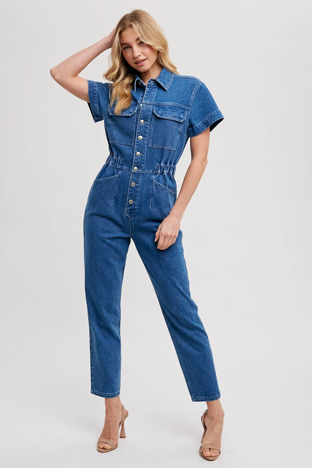 Soquel Denim Tapered Leg Jumpsuit / S