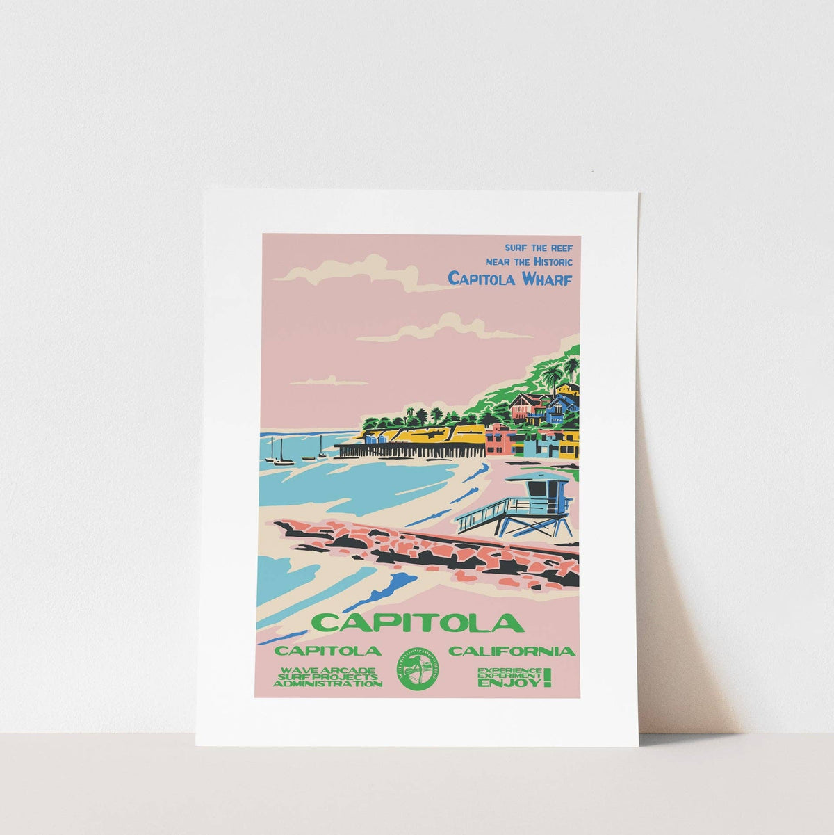 Capitola WPA Surf Poster | Vintage Capitola Travel Poster Art Print: Unframed / 16x20