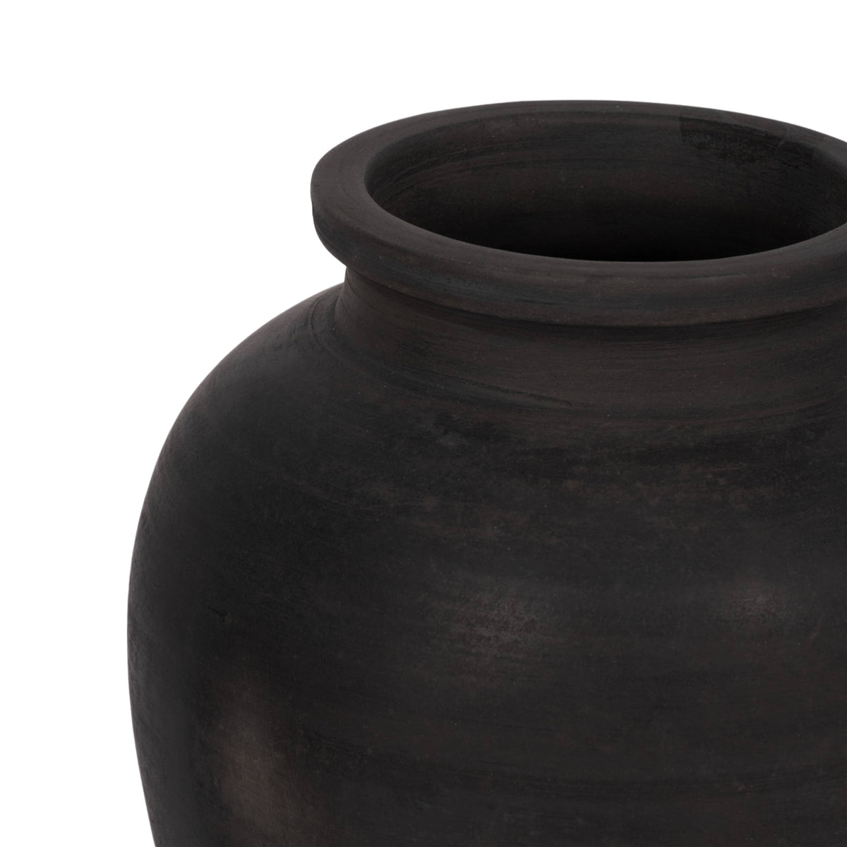 Black ceramic vase on a white background