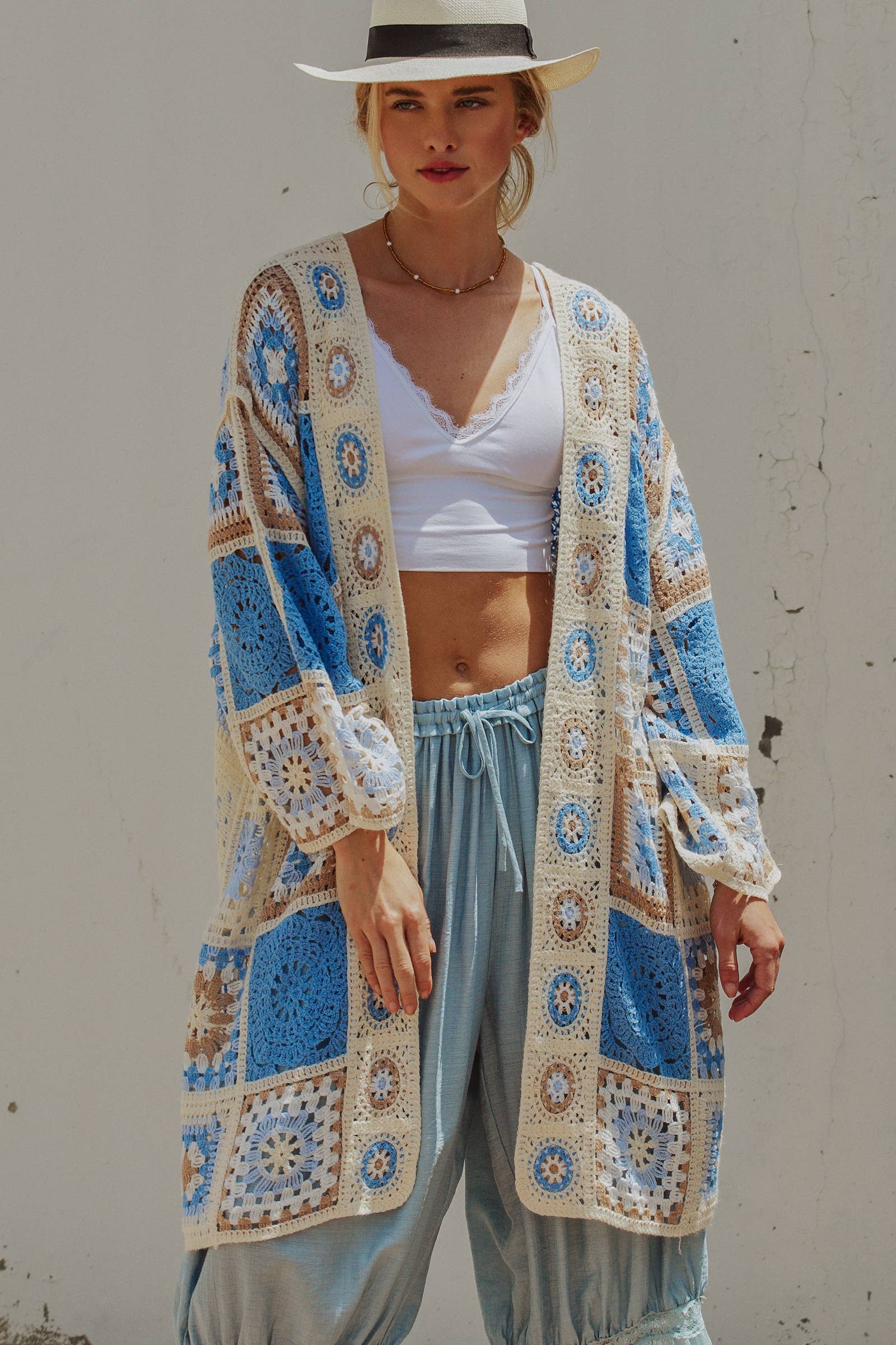 Cambria Crochet Patchwork Duster Cardigan