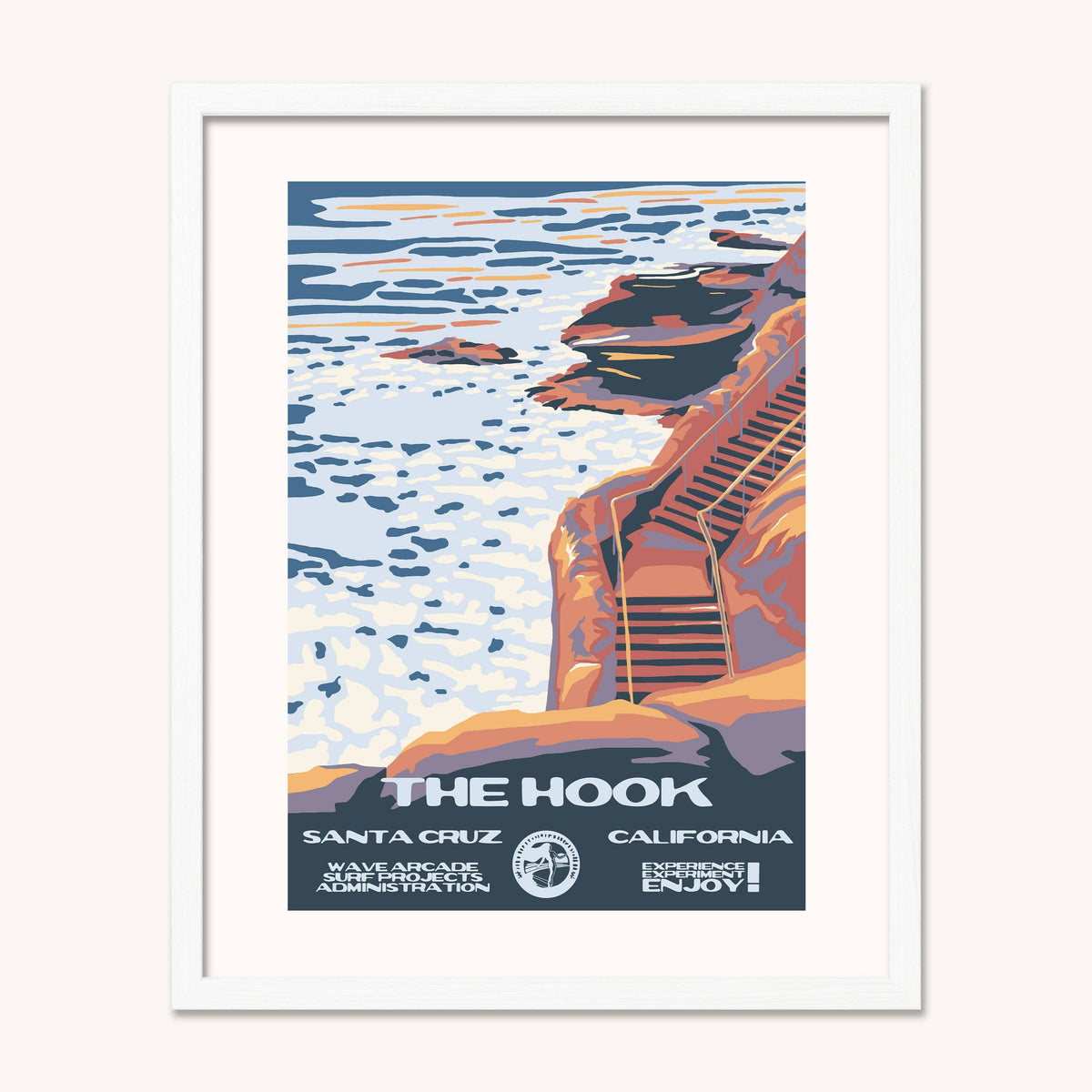 The Hook WPA Surf Poster | Vintage Santa Cruz Travel Poster Art Print: Unframed / 11x14