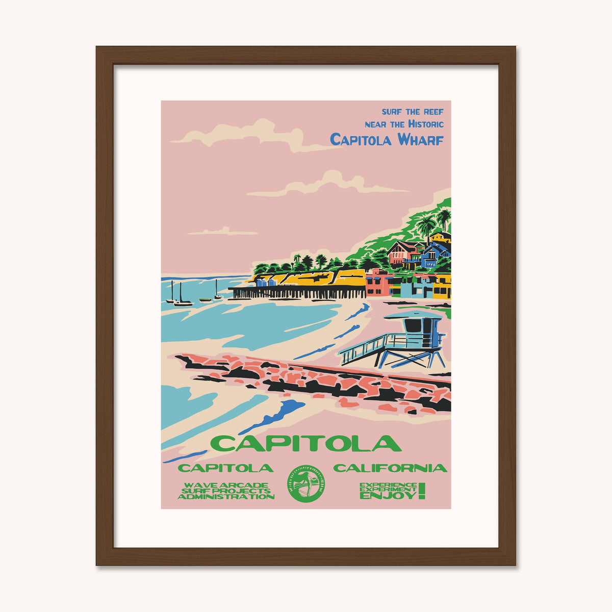 Capitola WPA Surf Poster | Vintage Capitola Travel Poster Art Print: Unframed / 11x14