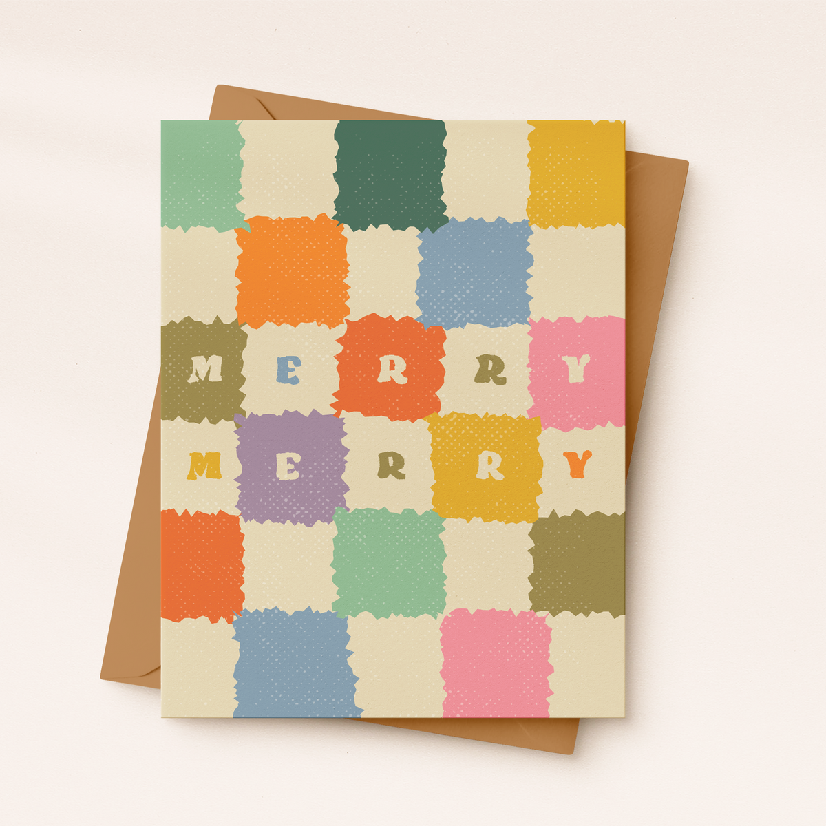 Merry Merry Christmas Card | Checker Holiday Card | Pinkmas