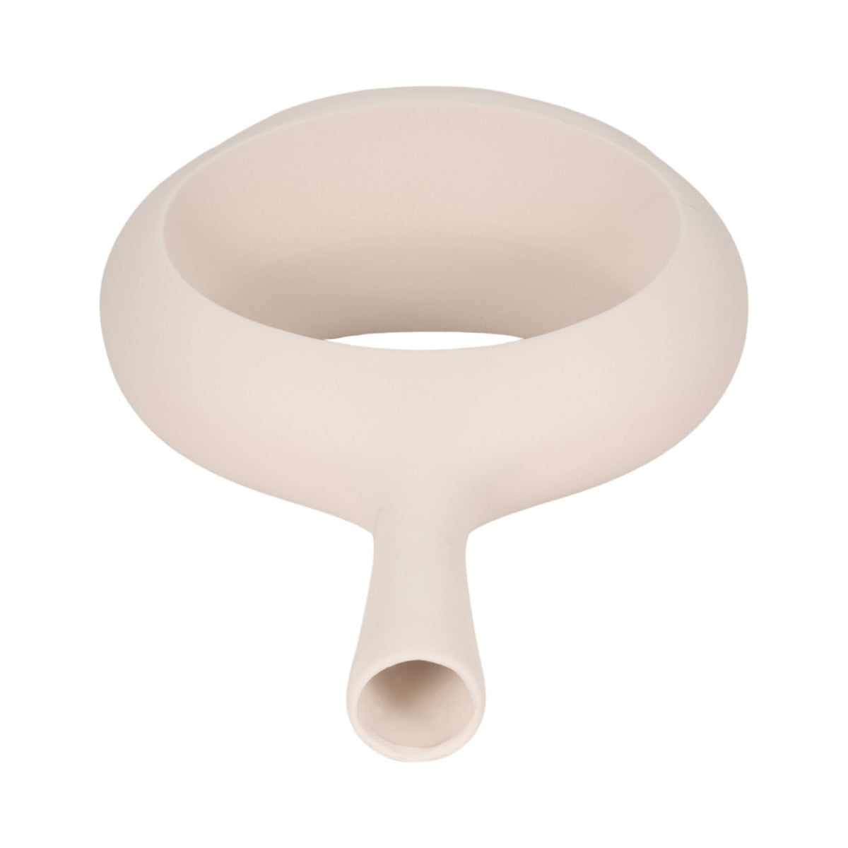A minimalist, matte ceramic vessel with a wide, rounded top and a single short spout, shown on a solid white background.