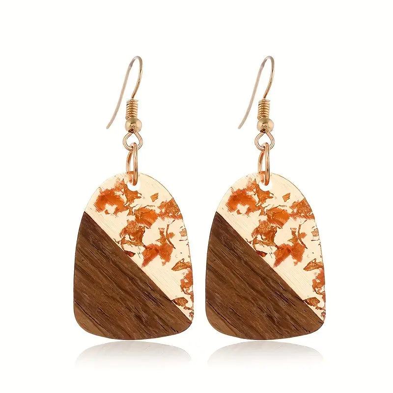 WOOD AND RESIN EARRINGS