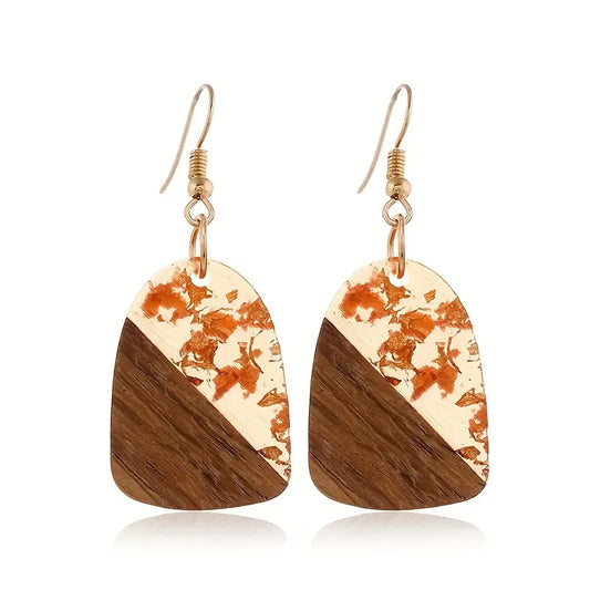 WOOD AND RESIN EARRINGS