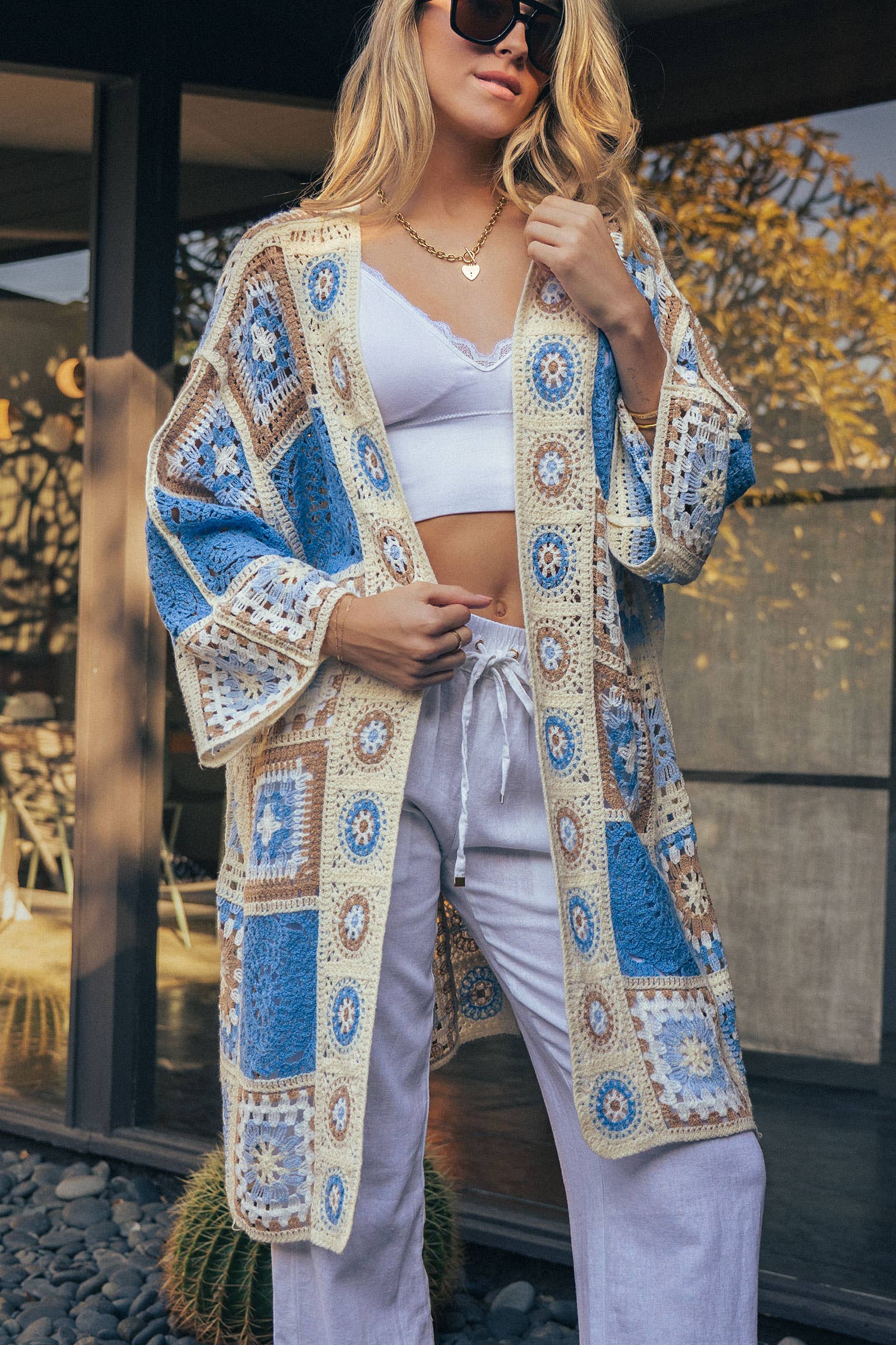 Cambria Crochet Patchwork Duster Cardigan
