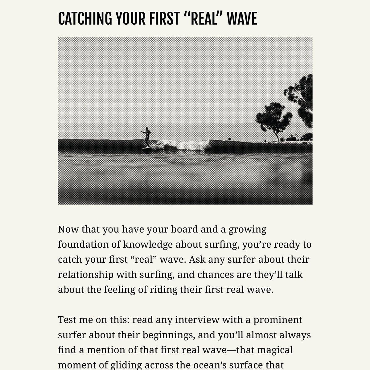 another image with text and an image of a legend walking up to hang ten on their long board. 