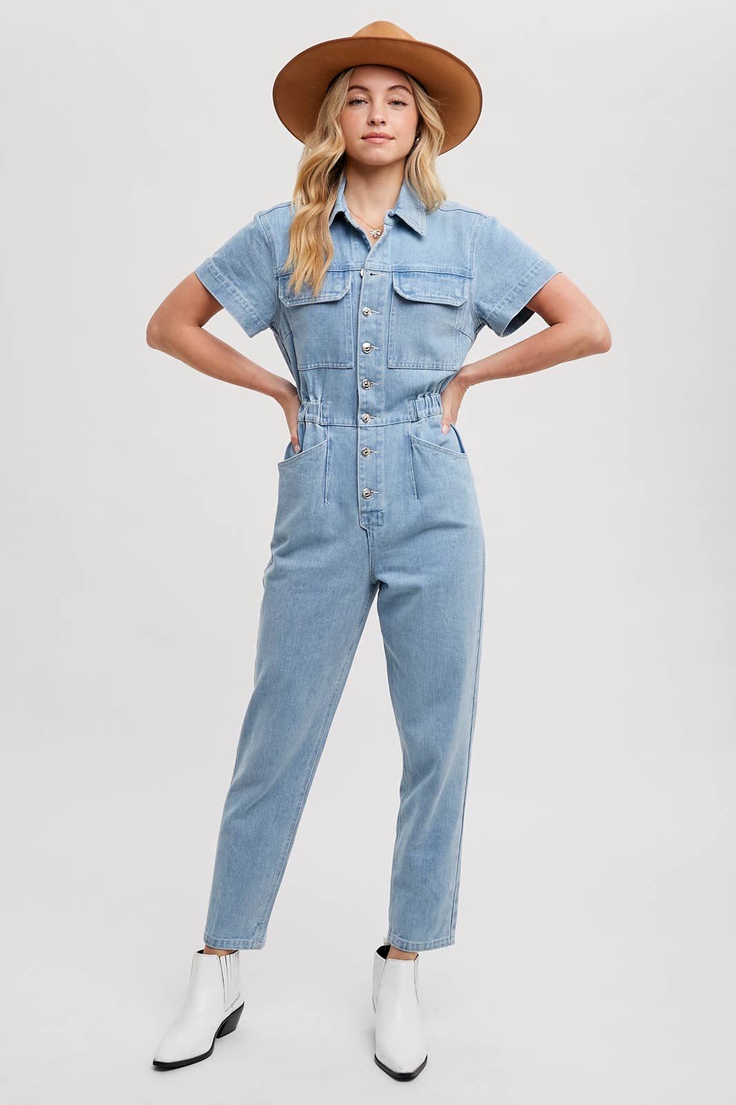 Soquel Denim Tapered Leg Jumpsuit / M