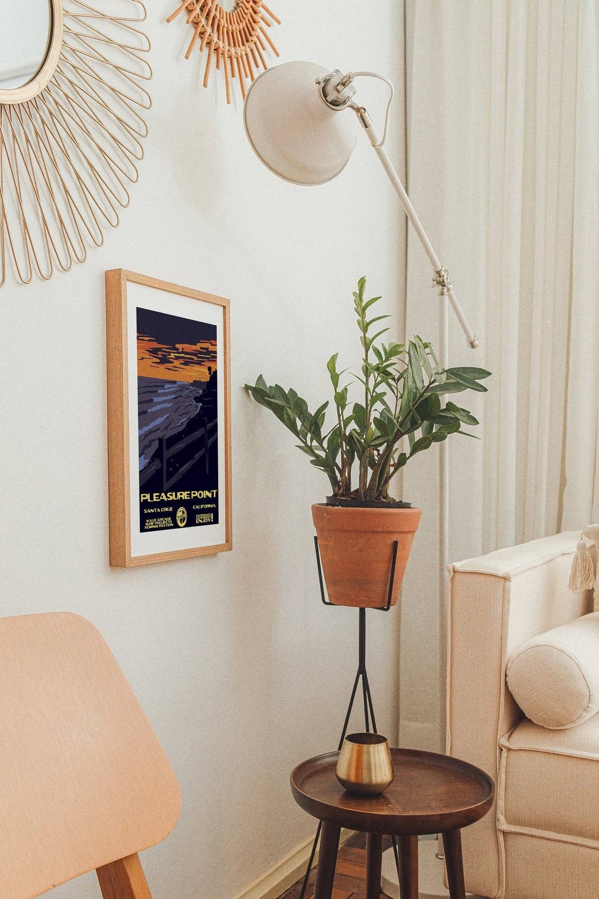 Pleasure Point WPA Surf Poster | Vintage Santa Cruz Travel Poster Art Print: Unframed / 8x10