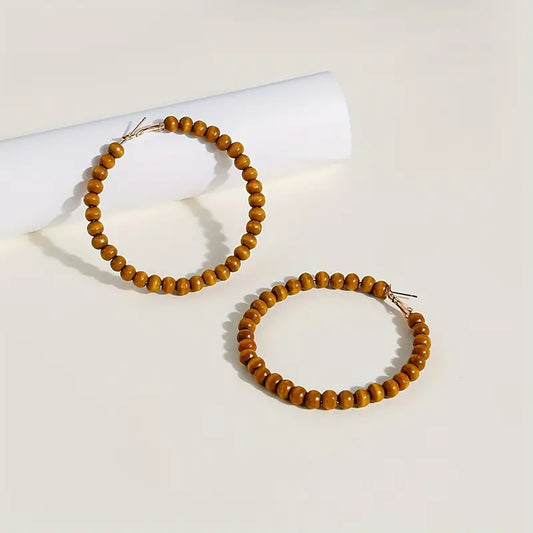 NATURAL WOOD HOOP EARRINGS