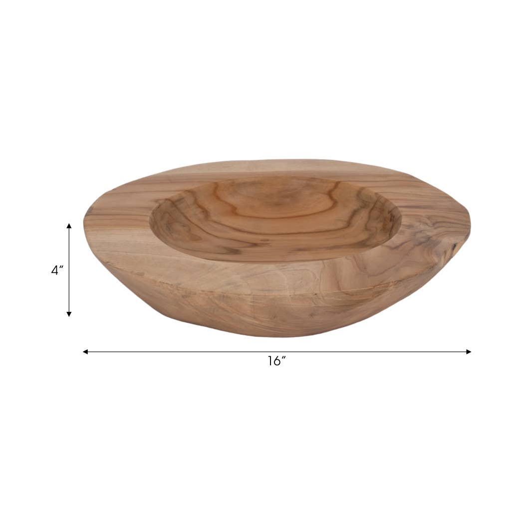 Wooden bowl with dimensions on a white background