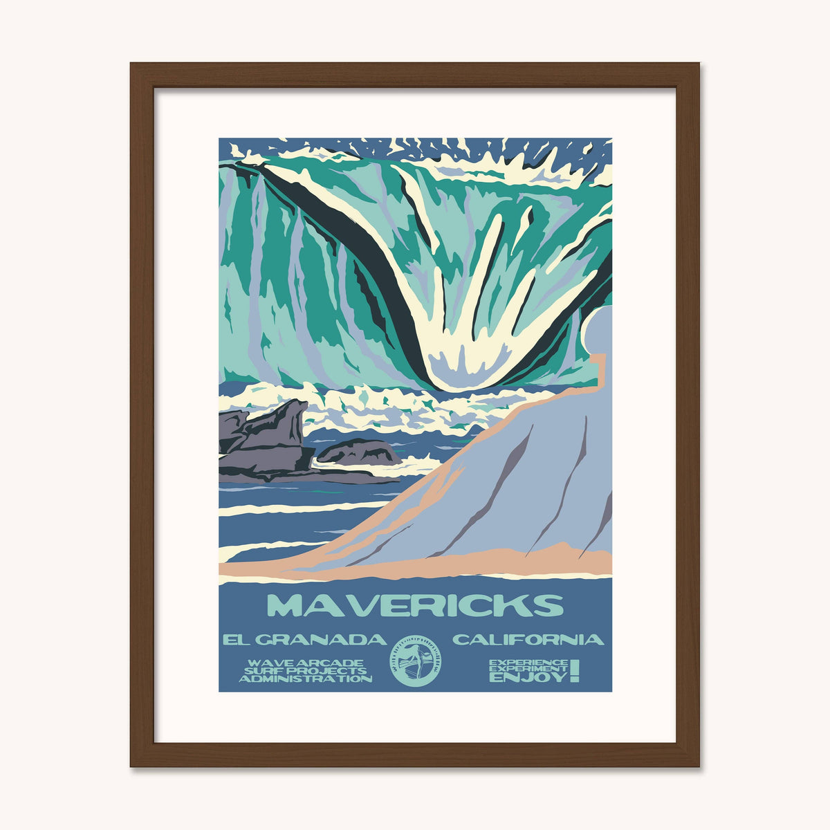 Mavericks WPA Surf Poster | Vintage El Granada Travel Poster Art Print: Unframed / 11x14
