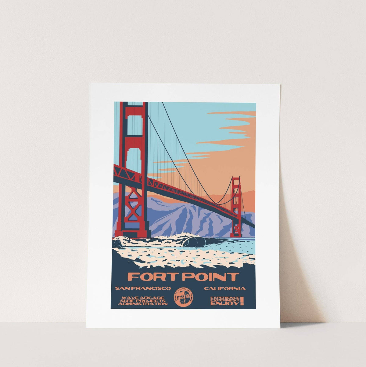 Fort Point WPA Surf Poster | Vintage San Francisco Travel Poster Art Print: Unframed / 8x10