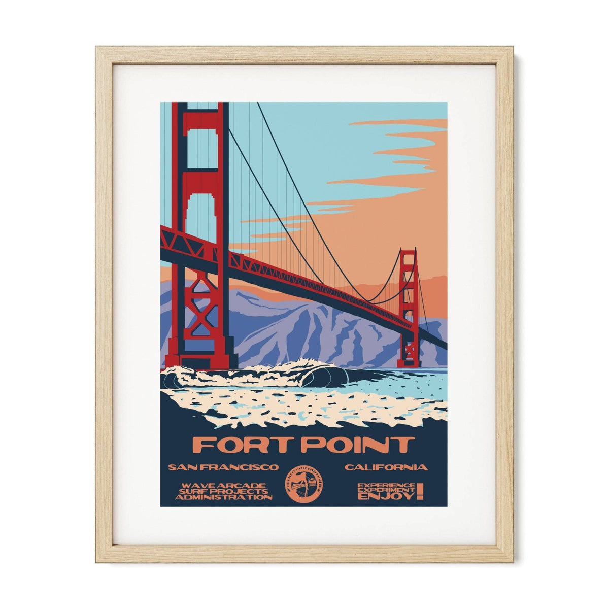 Fort Point WPA Surf Poster | Vintage San Francisco Travel Poster Art Print: Unframed / 11x14