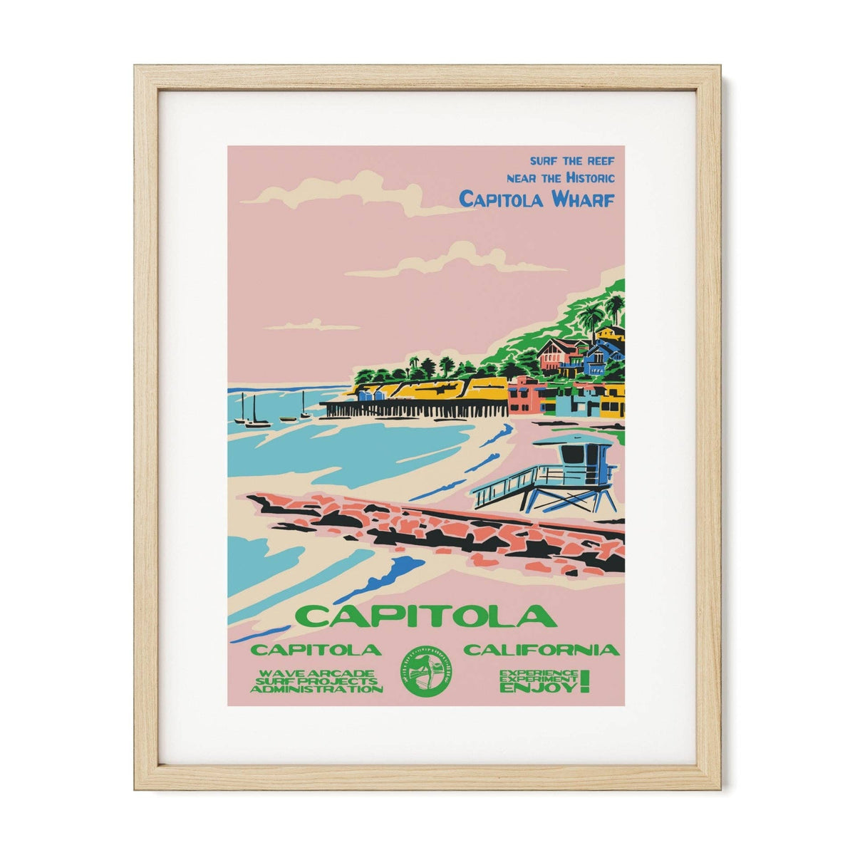 Capitola WPA Surf Poster | Vintage Capitola Travel Poster Art Print: Unframed / 16x20