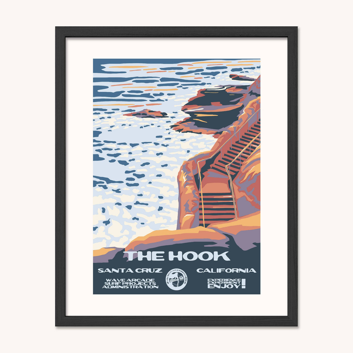 The Hook WPA Surf Poster | Vintage Santa Cruz Travel Poster Art Print: Unframed / 16x20