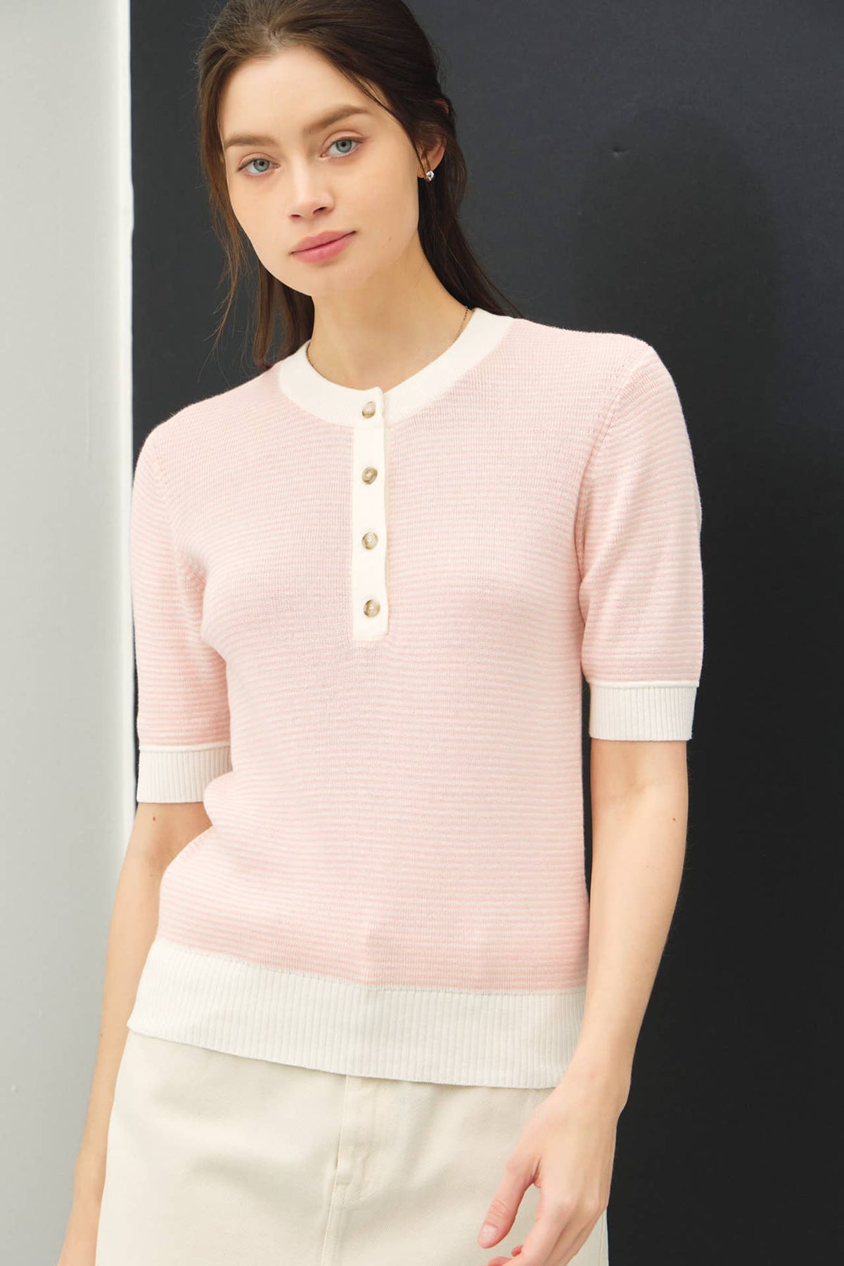 Pebble Beach Henley Sweater Top