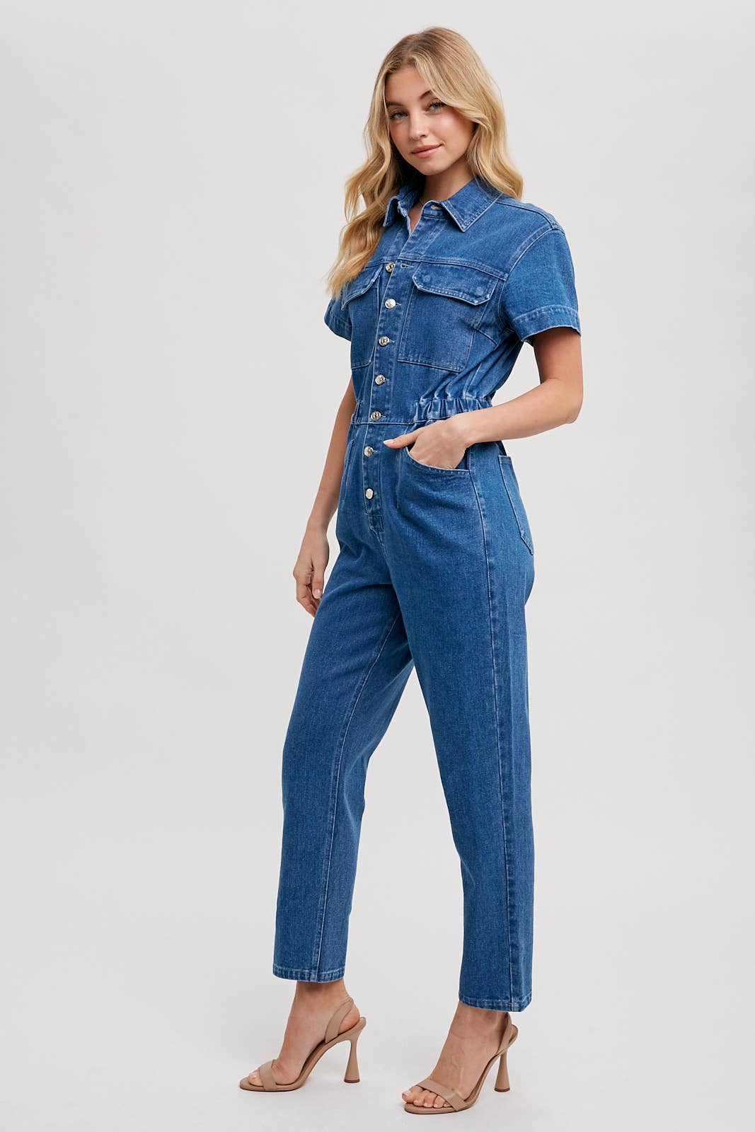 Soquel Denim Tapered Leg Jumpsuit / L
