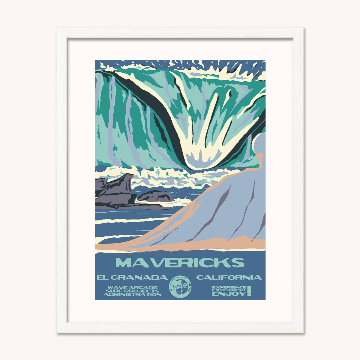 Mavericks Surf Art Print framed
