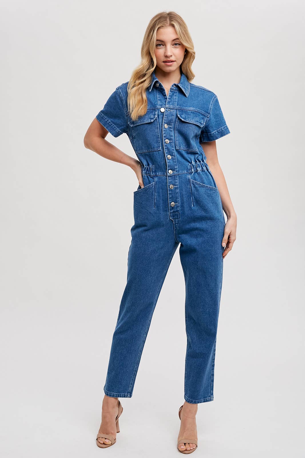 Soquel Denim Tapered Leg Jumpsuit / L