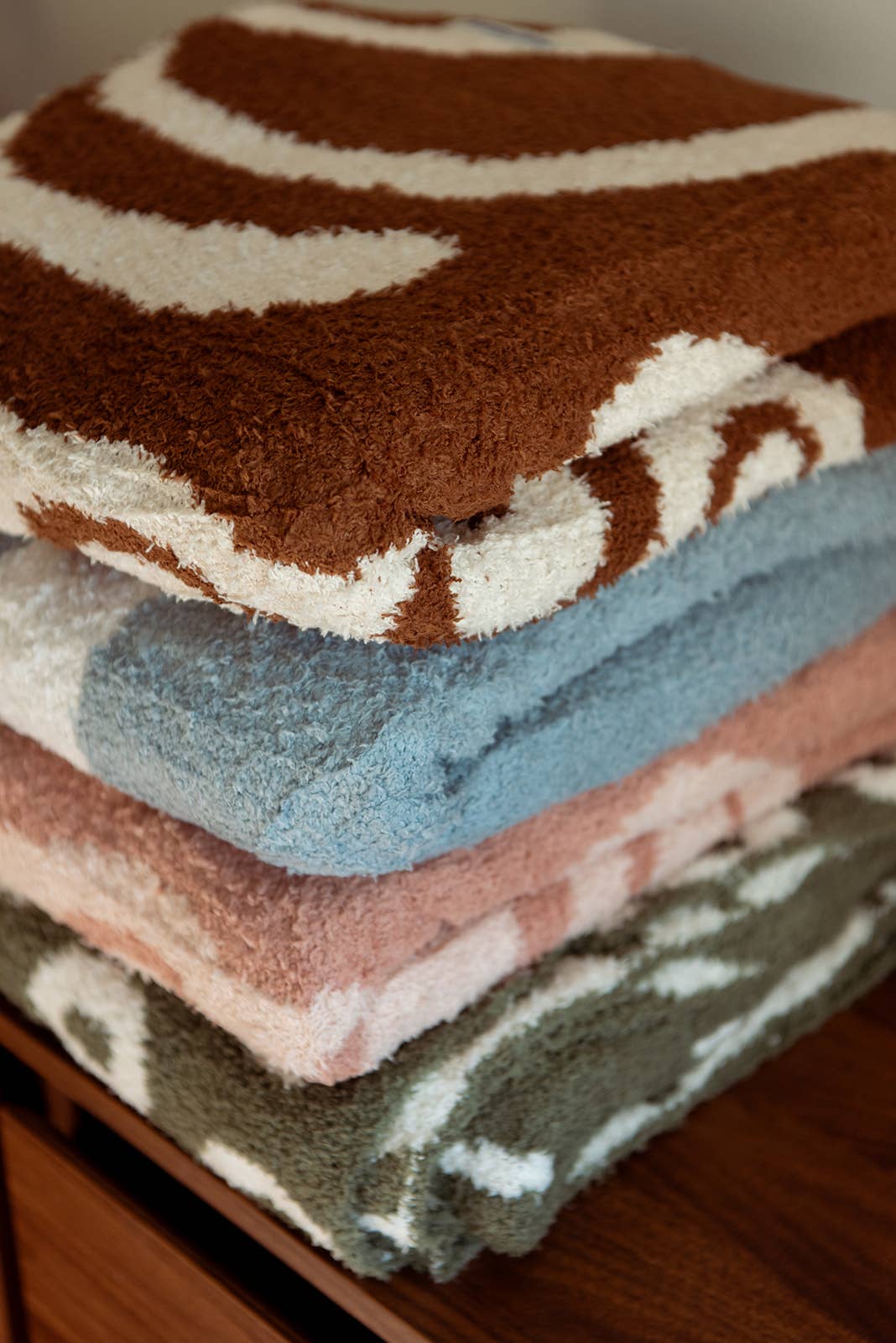 Dancing Palms Plush Throw - Chambray Blue