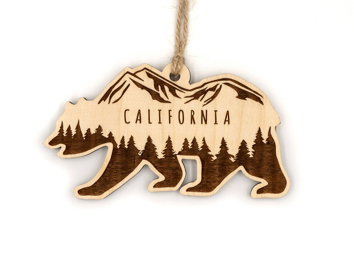 California Bear Wood Ornament