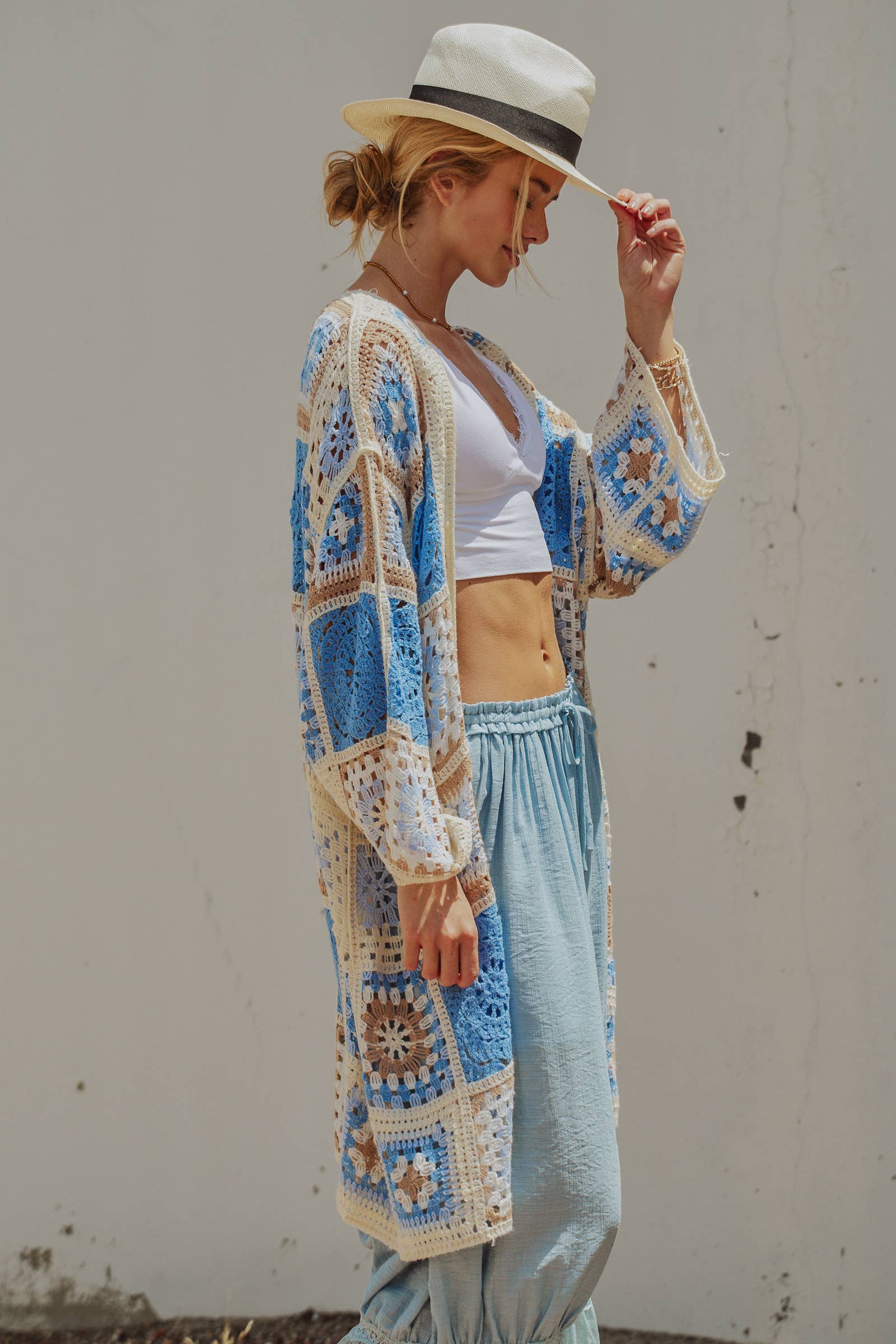 Cambria Crochet Patchwork Duster Cardigan