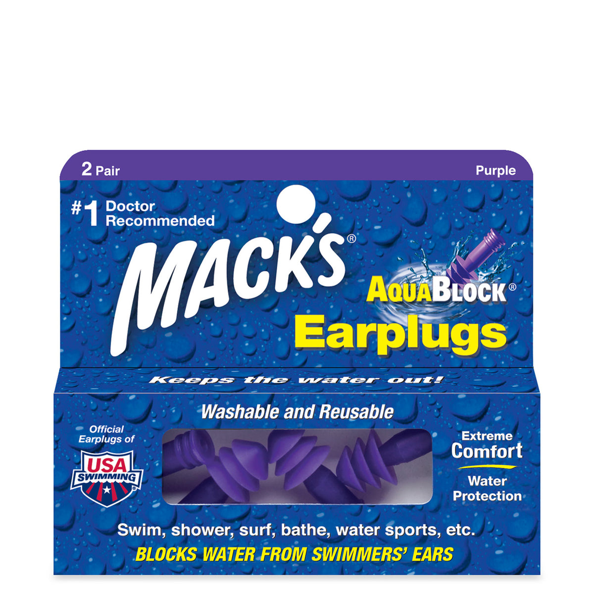 Mack's AquaBlock Soft FLanged EarPlugs- 2 pair