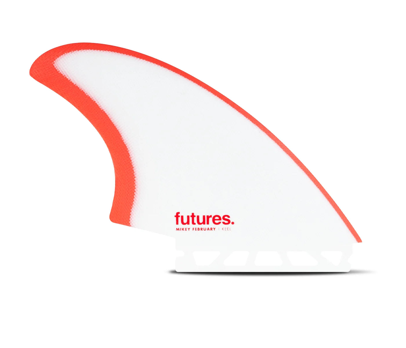 Futures Mikey February Fiberglass Keel Fin Set with red border 