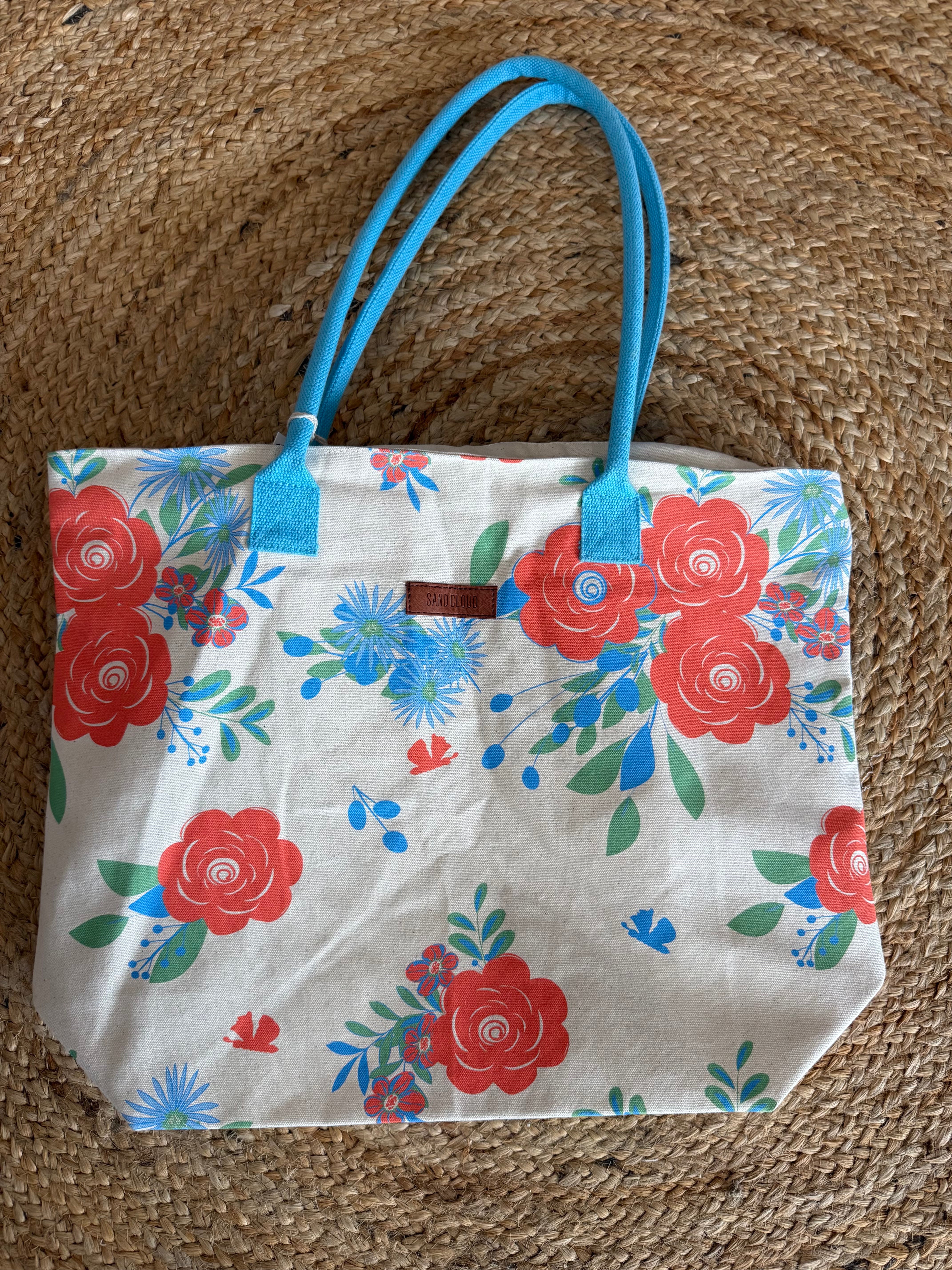 SAND CLOUD FLORAL BEACH TOTE