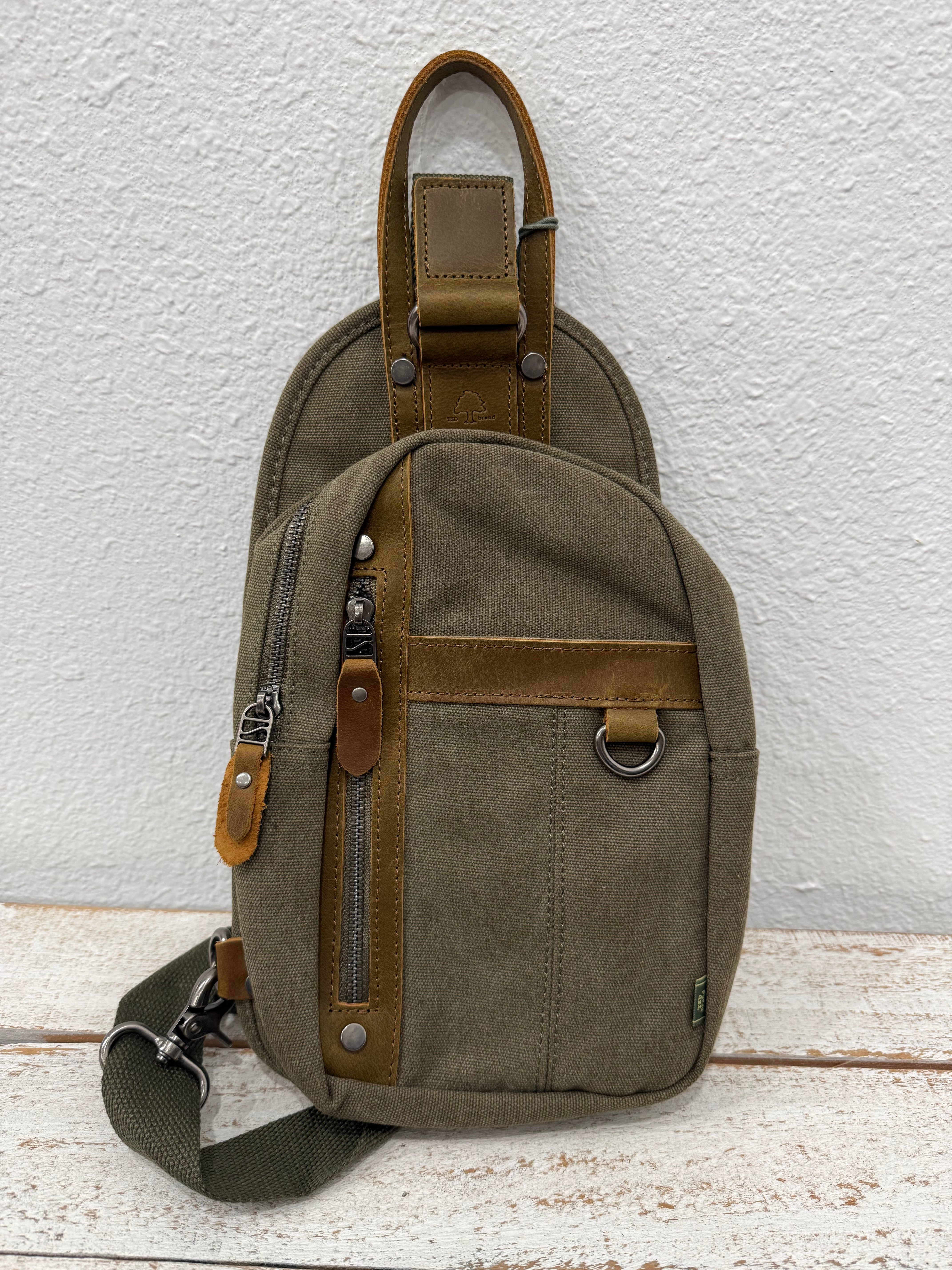 TSD AGAVE CANVAS SLING BAG - OLIVE