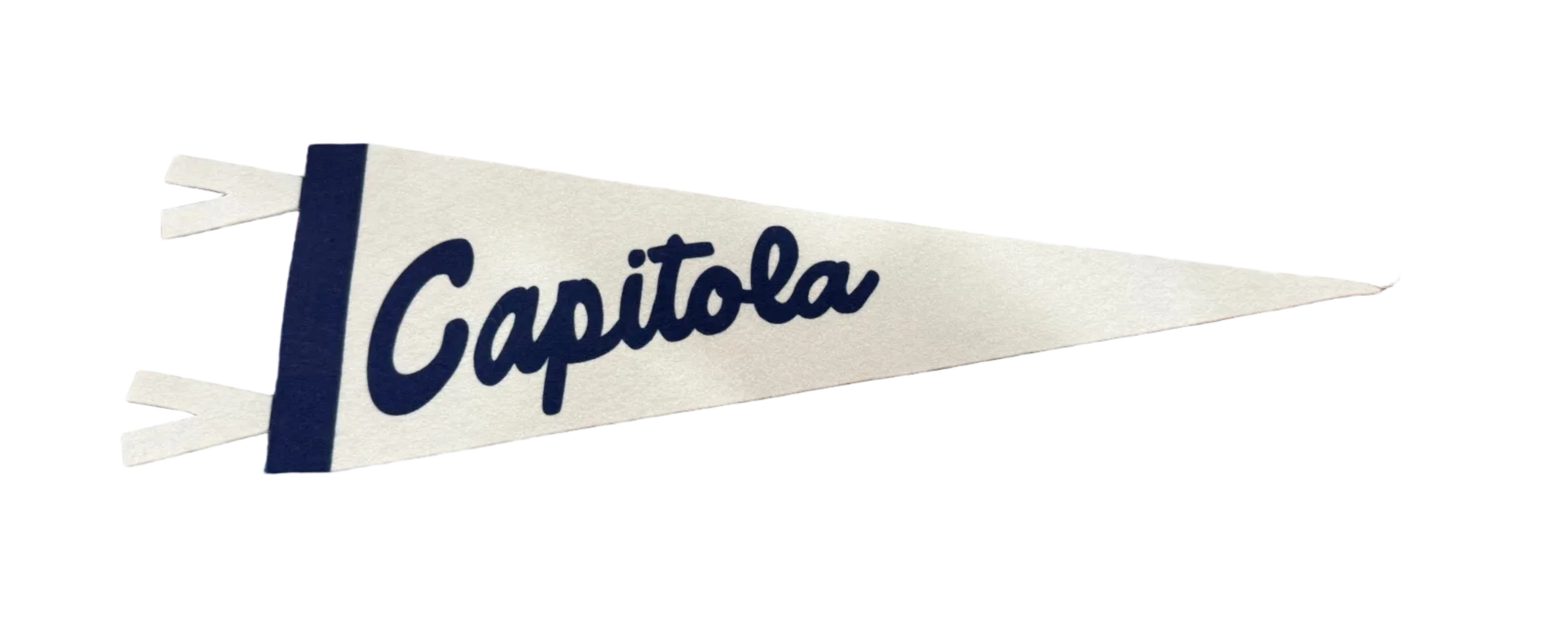 cream flag with Capitola in blue