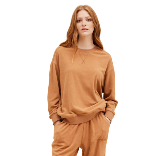 ALAMEDA TERRY CREW FLEECE - CARAMEL