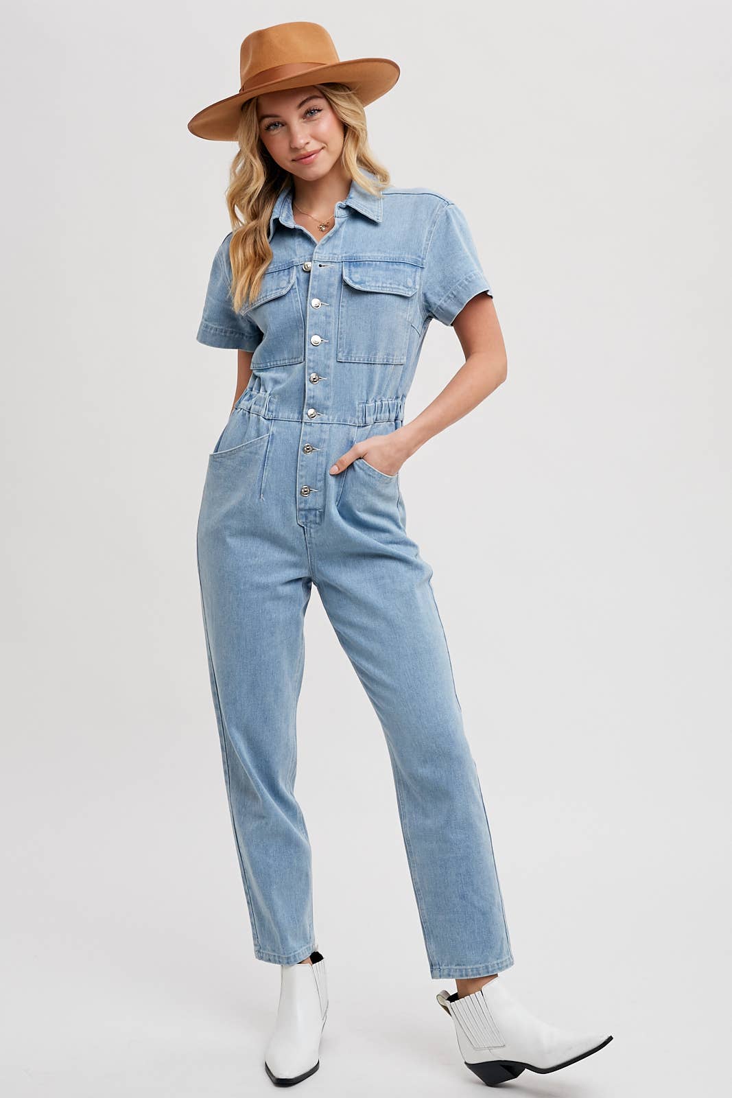 Soquel Denim Tapered Leg Jumpsuit / M