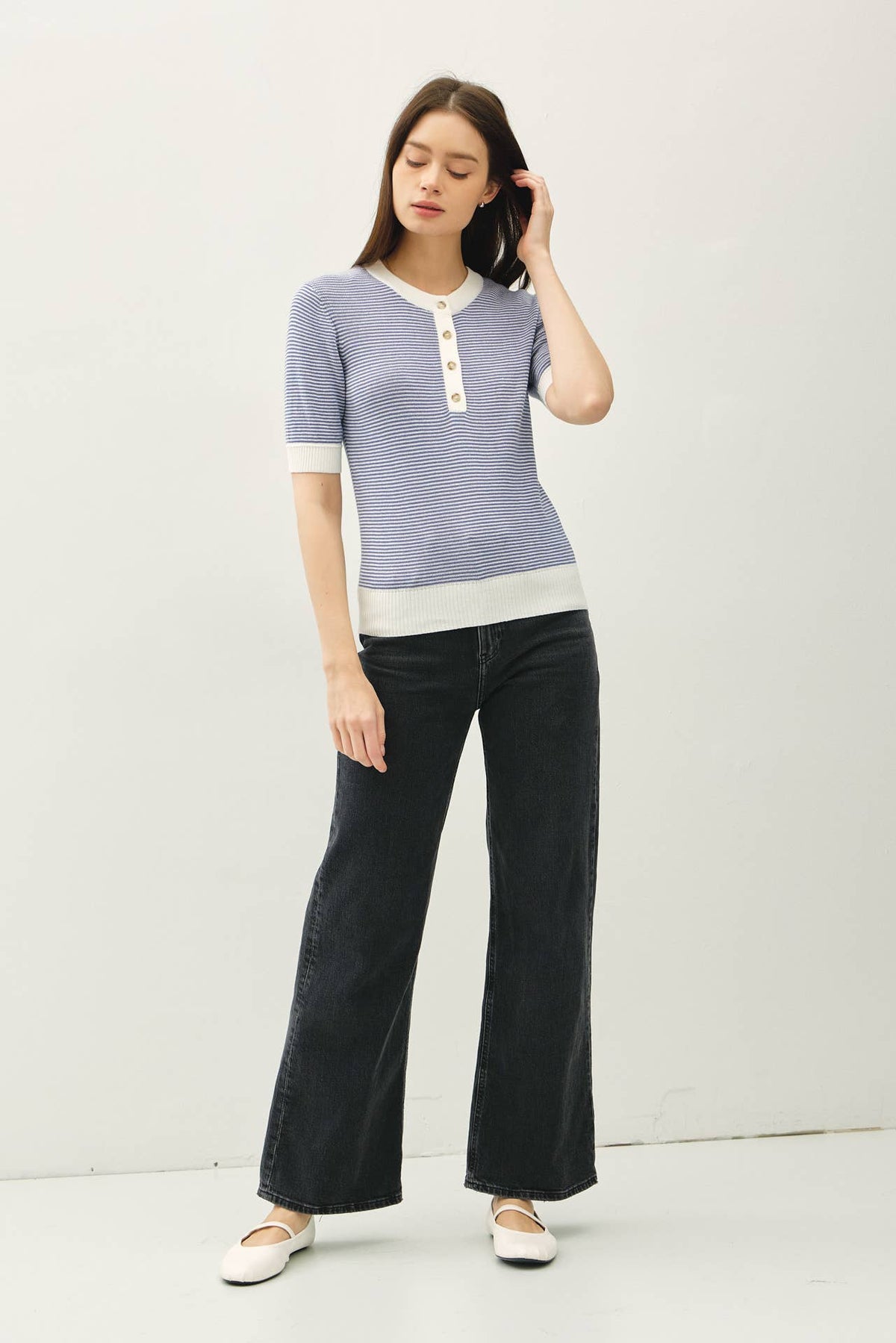 Pebble Beach Henley Sweater Top