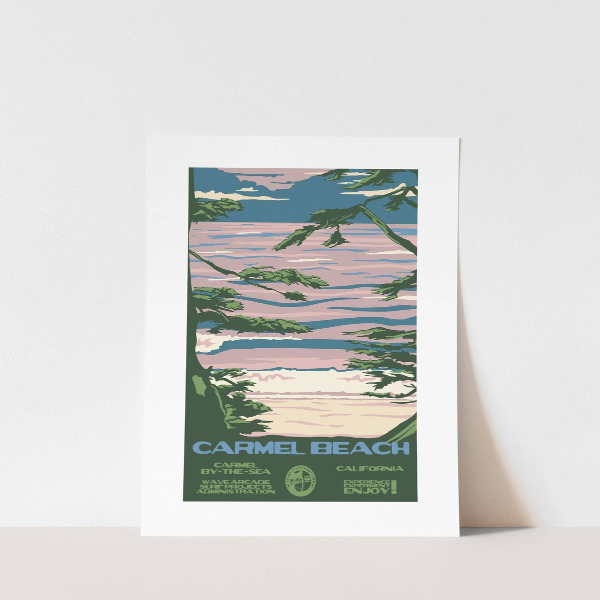 Carmel Beach WPA Surf Poster | Vintage Carmel Travel Poster Art Print: Unframed / 11x14