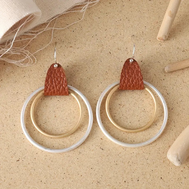 Double Alloy Hoops Earrings