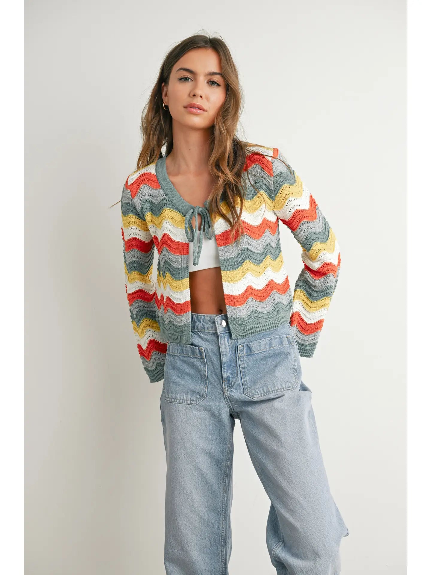 Ocean Tides Open Front Cardigan
