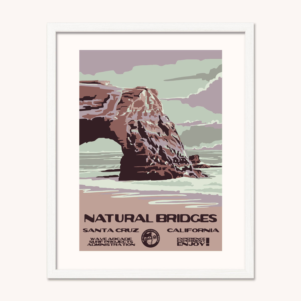 Natural Bridges WPA Surf Poster | Vintage Santa Cruz Travel Poster Art Print: Unframed / 8x10
