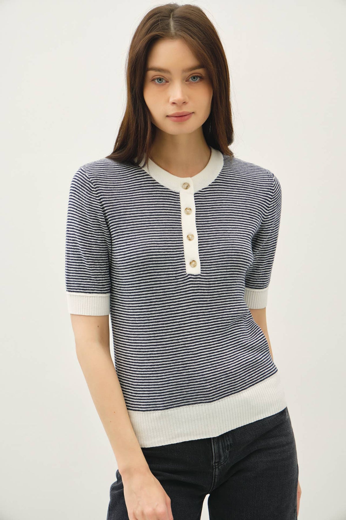 Pebble Beach Henley Sweater Top
