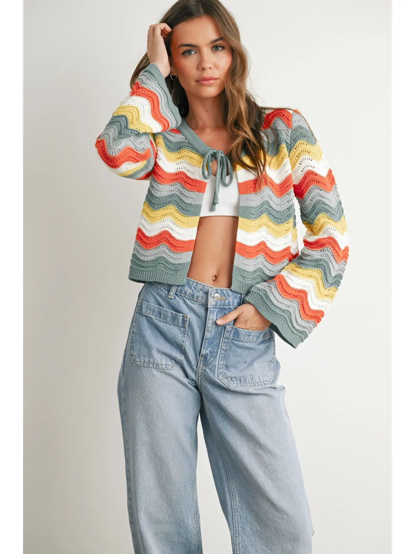 Ocean Tides Open Front Cardigan