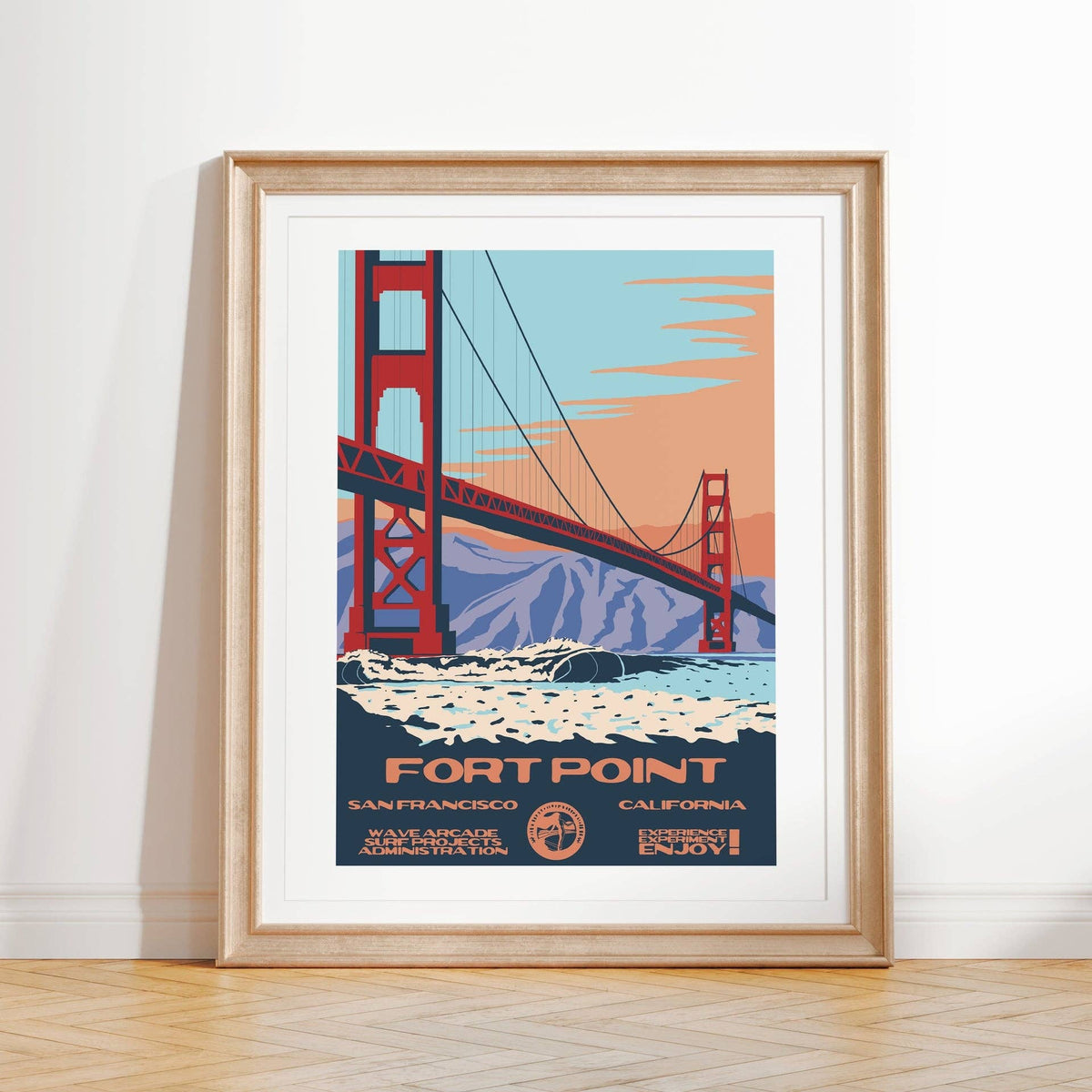 Fort Point WPA Surf Poster | Vintage San Francisco Travel Poster Art Print: Unframed / 11x14