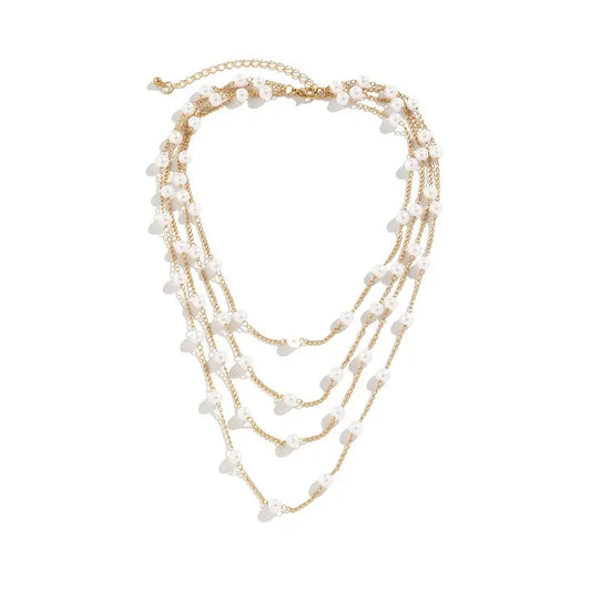 GOLD AND PEARL 4 STRAND NECKLACE