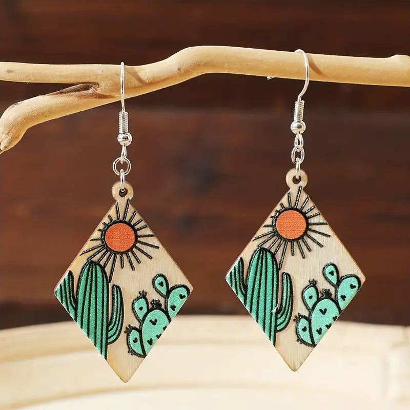 DIAMOND IN THE DESERT WOODEN EARRINGS