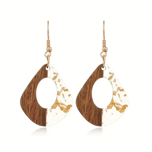 WOOD AND RESIN TEARDROP EARRINGS